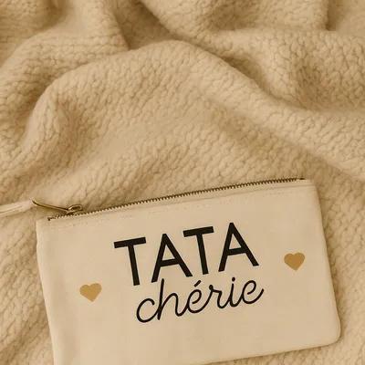 Pochette en coton « tata chérie »